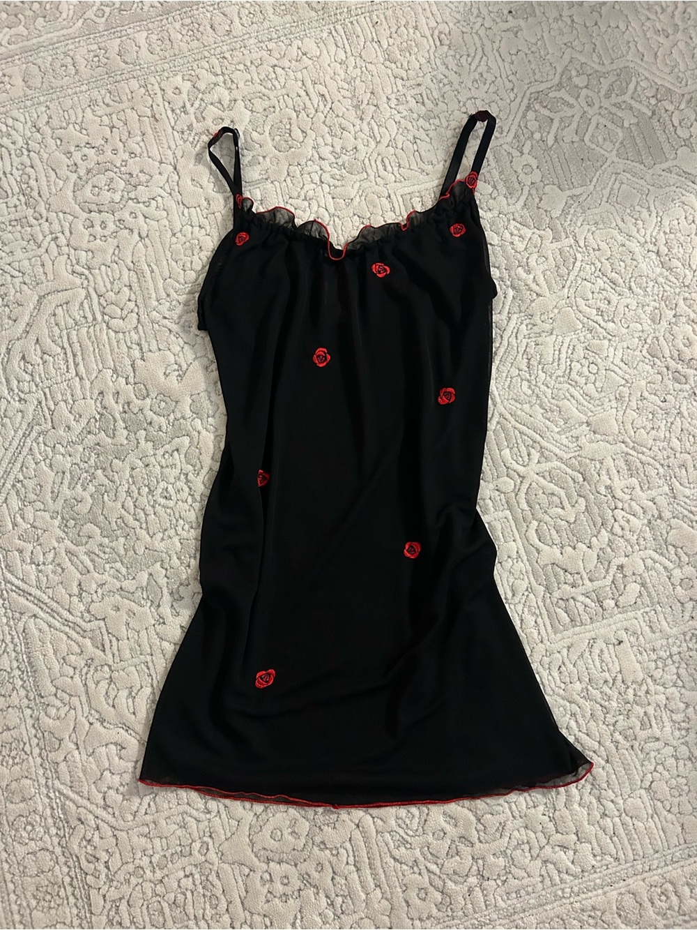 vintage natori black rose slip dress romantic lingerie
